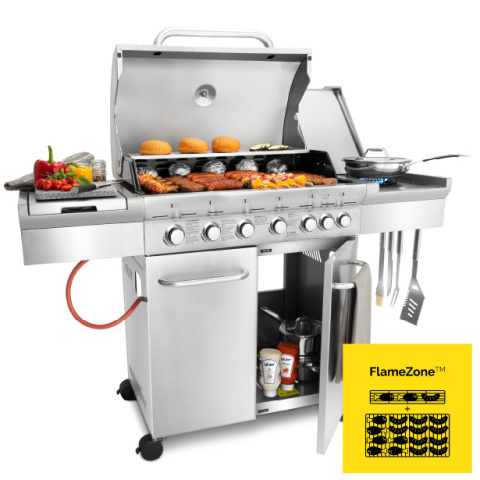GG02S ZESTAW Grill gazowy Yoer SteakKing 6+1 +Pokrowiec +Rożen +Płyta