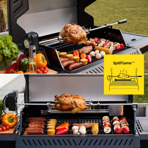 GG05BK ZESTAW Grill gazowy Yoer BeefBaron 5+2 +Pokrowiec +Rożen +Płyta