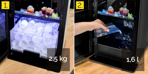 DUŻE kule 5cm Kostkarka do lodu Maszyna do kostek Yoer 220W 8kg/24h +LED