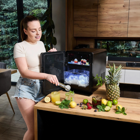 DUŻE kule 5cm Kostkarka do lodu Maszyna do kostek Yoer 220W 8kg/24h +LED
