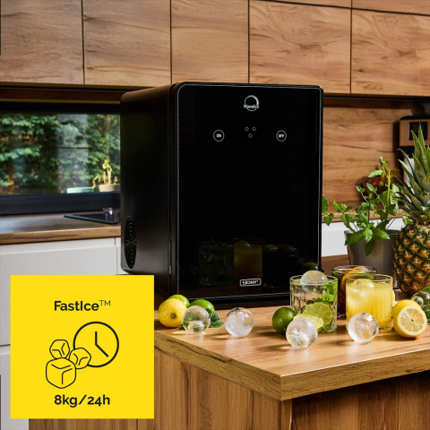 DUŻE kule 5cm Kostkarka do lodu Maszyna do kostek Yoer 220W 8kg/24h +LED