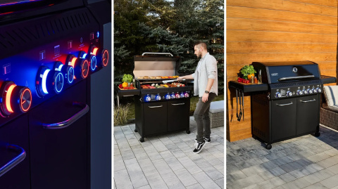 GG05BK ZESTAW Grill gazowy Yoer BeefBaron 5+2 +Pokrowiec +Rożen +Płyta