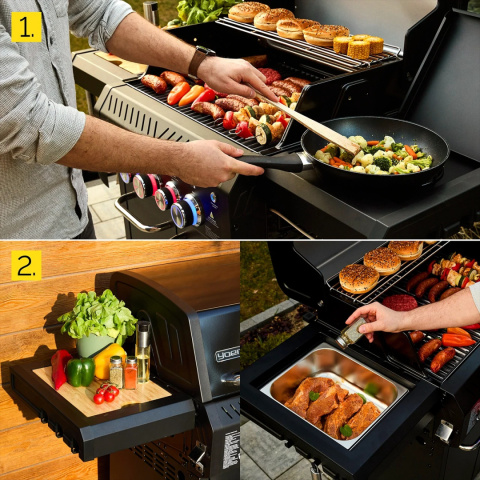 GG06BK ZESTAW Grill gazowy Yoer BeefChef 3+2 +Pokrowiec +Rożen +Płyta +Osłona butli