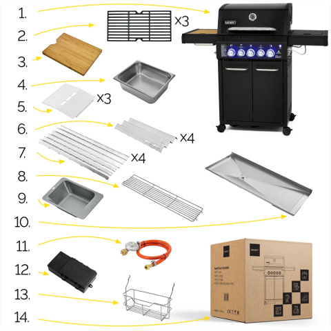 GG06BK ZESTAW Grill gazowy Yoer BeefChef 3+2 +Pokrowiec +Rożen GG06BK ZESTAW Grill gazowy Yoer BeefChef 3+2 +Pokrowiec +Rożen