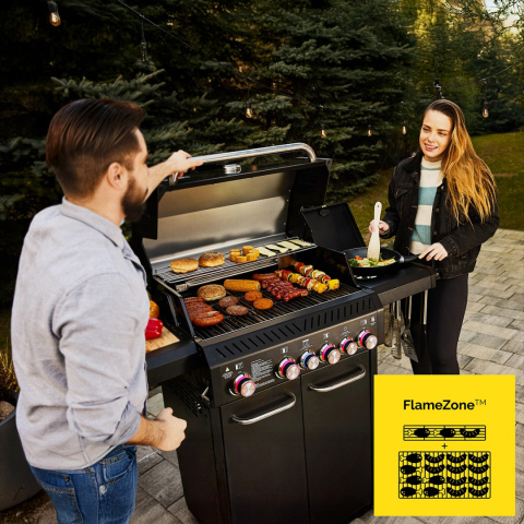 GG04BK ZESTAW Grill gazowy Yoer BeefMaster 4+2 +Pokrowiec +Rożen +Płyta