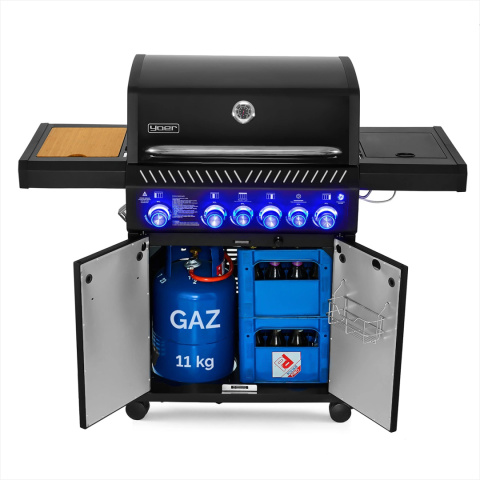 GG04BK ZESTAW Grill gazowy Yoer BeefMaster 4+2 +Pokrowiec +Rożen