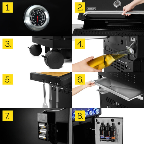 GG04BK ZESTAW Grill gazowy Yoer BeefMaster 4+2 +Pokrowiec