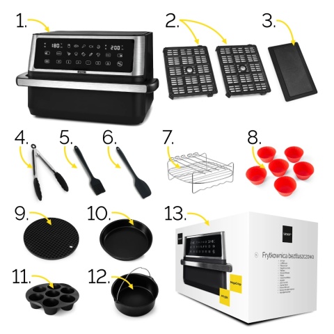 Air Fryer Frytkownica beztłuszczowa 11L Yoer MegaCrisp AF03BK Air Fryer Frytkownica beztłuszczowa 11L Yoer MegaCrisp AF03BK