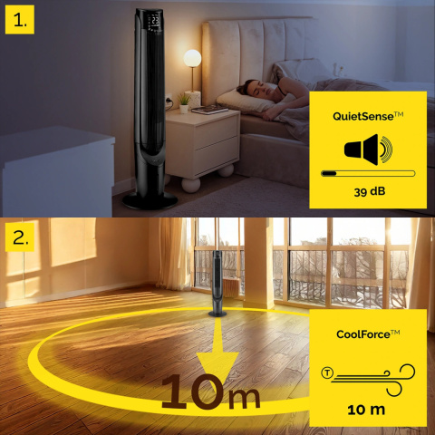 Cichy 39dB Klimator wodny przenośny Wentylator kolumnowy Yoer 6w1 ION AROMA Cichy 39dB Klimator wodny przenośny Wentylator kolumnowy Yoer 6w1 ION AROMA