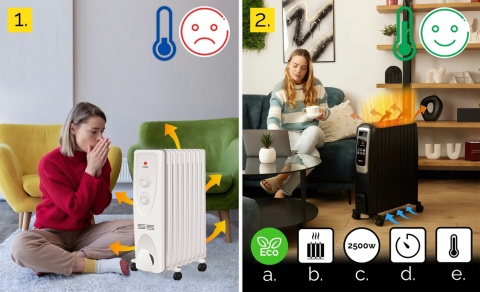 Grzejnik olejowy Elektryczny Yoer 2500W 10żeber Timer +TRYB ENERGOOSZCZĘDNY Grzejnik olejowy Elektryczny Yoer 2500W 10żeber Timer +TRYB ENERGOOSZCZĘDNY