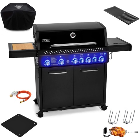 GG05BK ZESTAW Grill gazowy Yoer BeefBaron 5+2 +Pokrowiec +Rożen +Płyta +Osłona butli GG05BK ZESTAW Grill gazowy Yoer BeefBaron 5+2 +Pokrowiec +Rożen +Płyta +Osłona butli