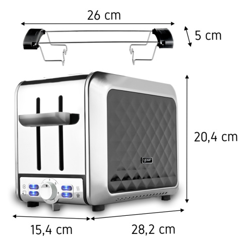 Toster Opiekacz Yoer Diamond T01BK z rusztem na bułki Toster Opiekacz Yoer Diamond T01BK z rusztem na bułki