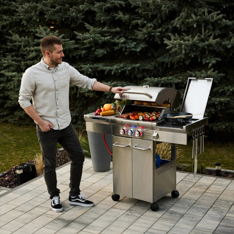 GG03S ZESTAW Grill gazowy Yoer SteakBuff 2+1 +Pokrowiec +Rożen +Płyta +Osłona butli