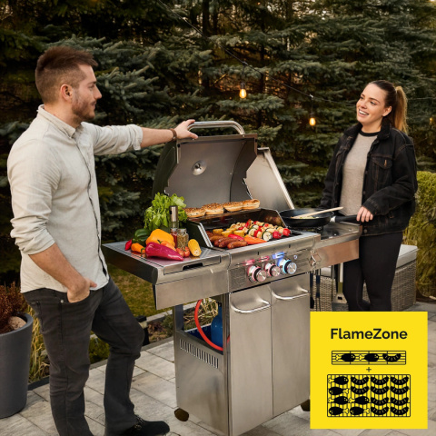 GG03S ZESTAW Grill gazowy Yoer SteakBuff 2+1 +Pokrowiec +Rożen +Płyta +Osłona butli
