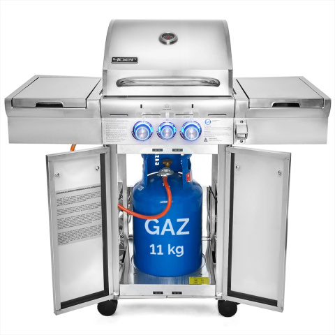 GG03S ZESTAW Grill gazowy Yoer SteakBuff 2+1 +Pokrowiec +Rożen +Płyta +Osłona butli
