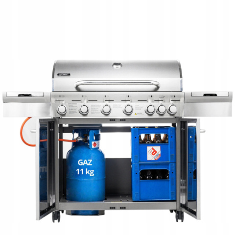 GG02S ZESTAW Grill gazowy Yoer SteakKing 6+1 +Pokrowiec +Rożen +Płyta